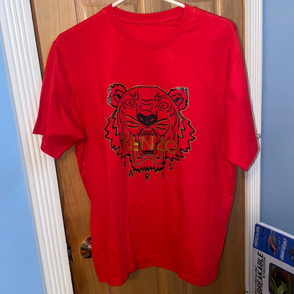 KENZO RED GOLD AND BLACK TIGER T SHIRT